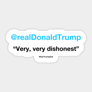 "Very, very dishonest" (blue/black text on light background) Sticker